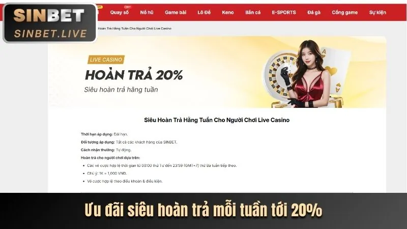 Hoàn trả cược Slot Games hàng tuần